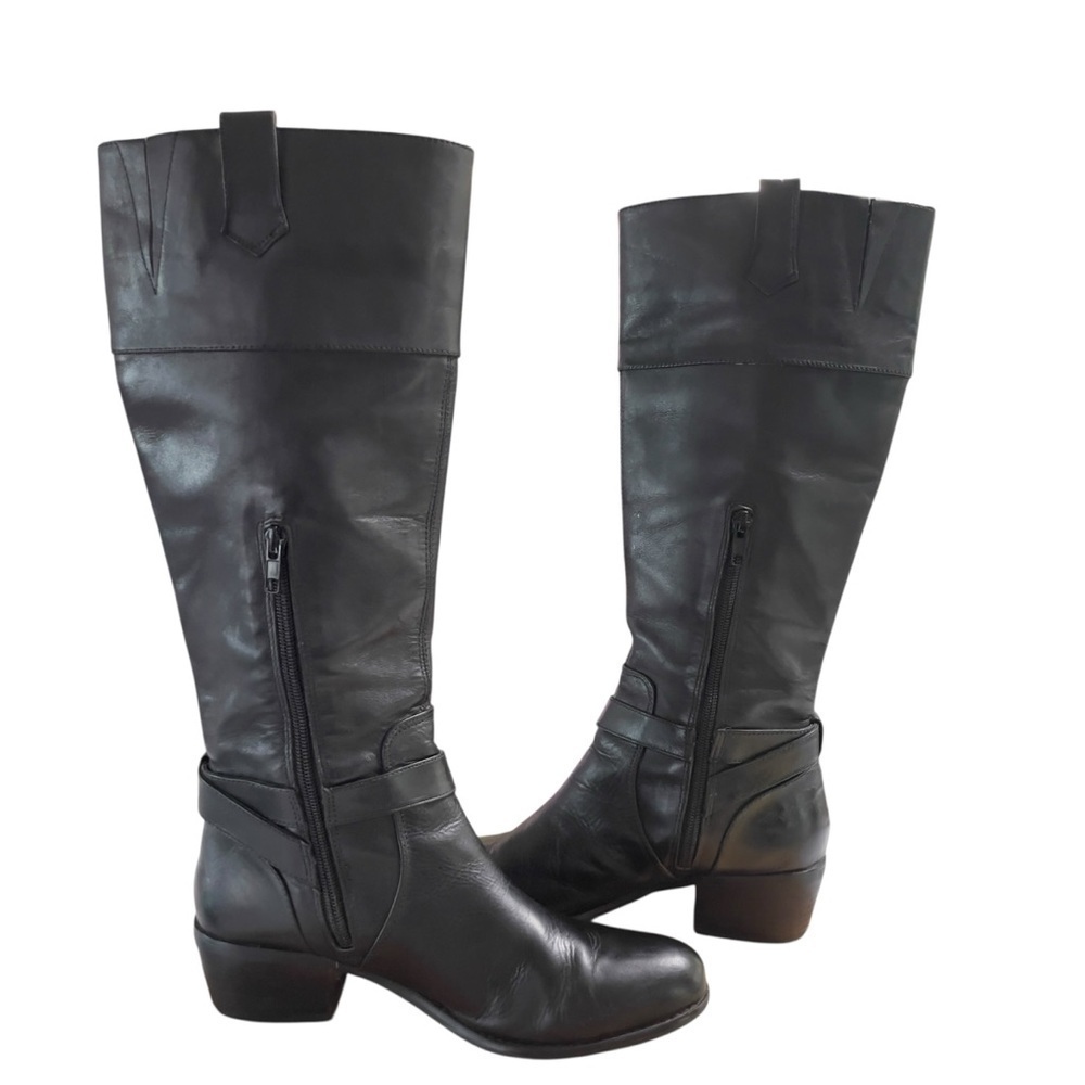 Arturo Chiang Boots Sz 8 M Riding Beatrix Knee High Black Leather Shoes Moto - Picture 10 of 13
